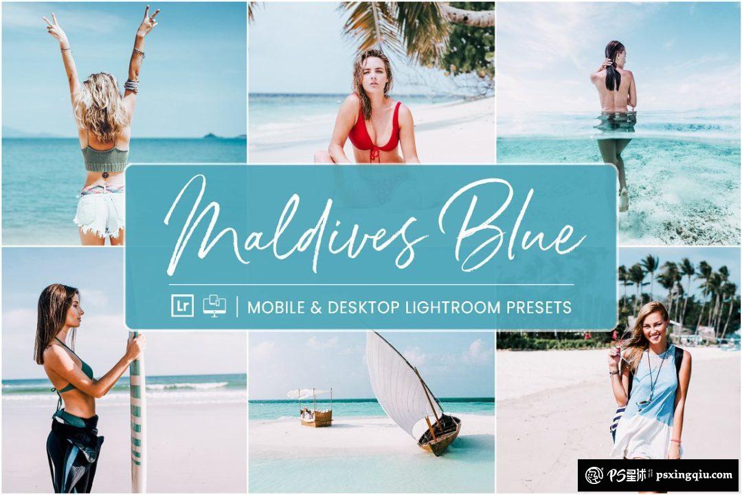 马尔代夫旅拍蓝调胶片人像后期调色Lightroom预设 Lightroom Presets Maldives Blue
