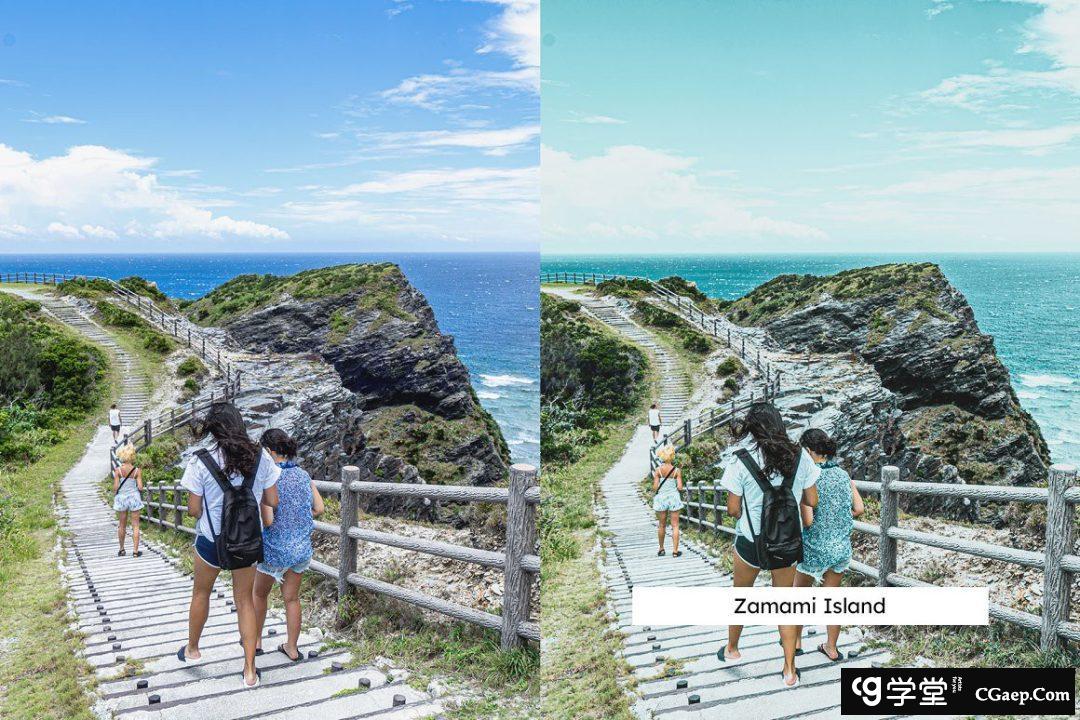 日本冲绳旅拍人像摄影后期调色LR预设及视频电影Vlog后期调色LUT预设