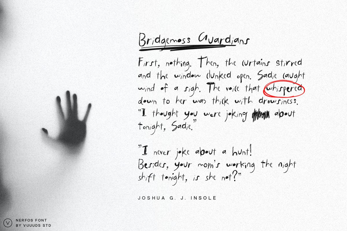 Nerfos现代实验手写字体 含多个备选字形 支持多语言 创意标题涂鸦设计PS/AI Nerfos Font