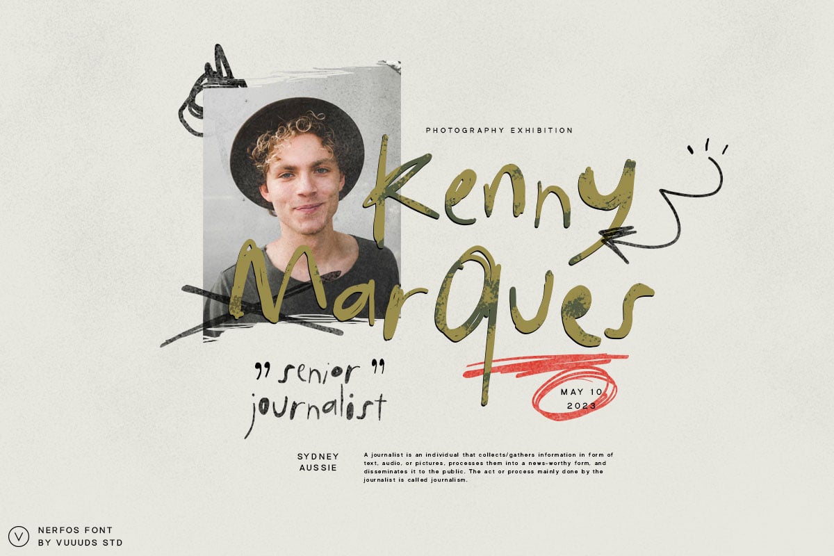 Nerfos现代实验手写字体 含多个备选字形 支持多语言 创意标题涂鸦设计PS/AI Nerfos Font