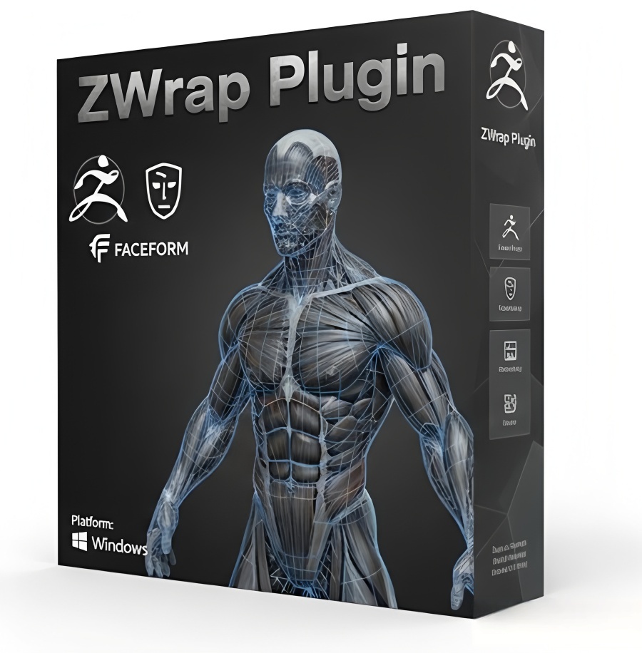 ZBrush插件ZWrap自动拓扑包裹工具 3D扫描人脸模型重拓扑投射Win Faceform - ZWrap - plugin for ZBrush 2025.12.1 Win