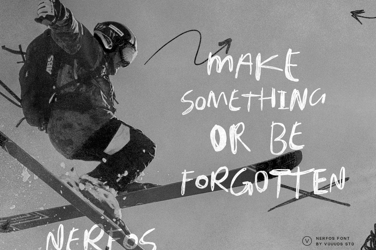 Nerfos现代实验手写字体 含多个备选字形 支持多语言 创意标题涂鸦设计PS/AI Nerfos Font