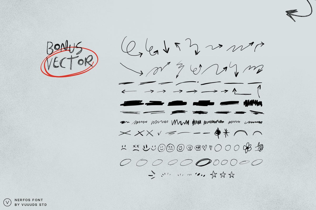 Nerfos现代实验手写字体 含多个备选字形 支持多语言 创意标题涂鸦设计PS/AI Nerfos Font