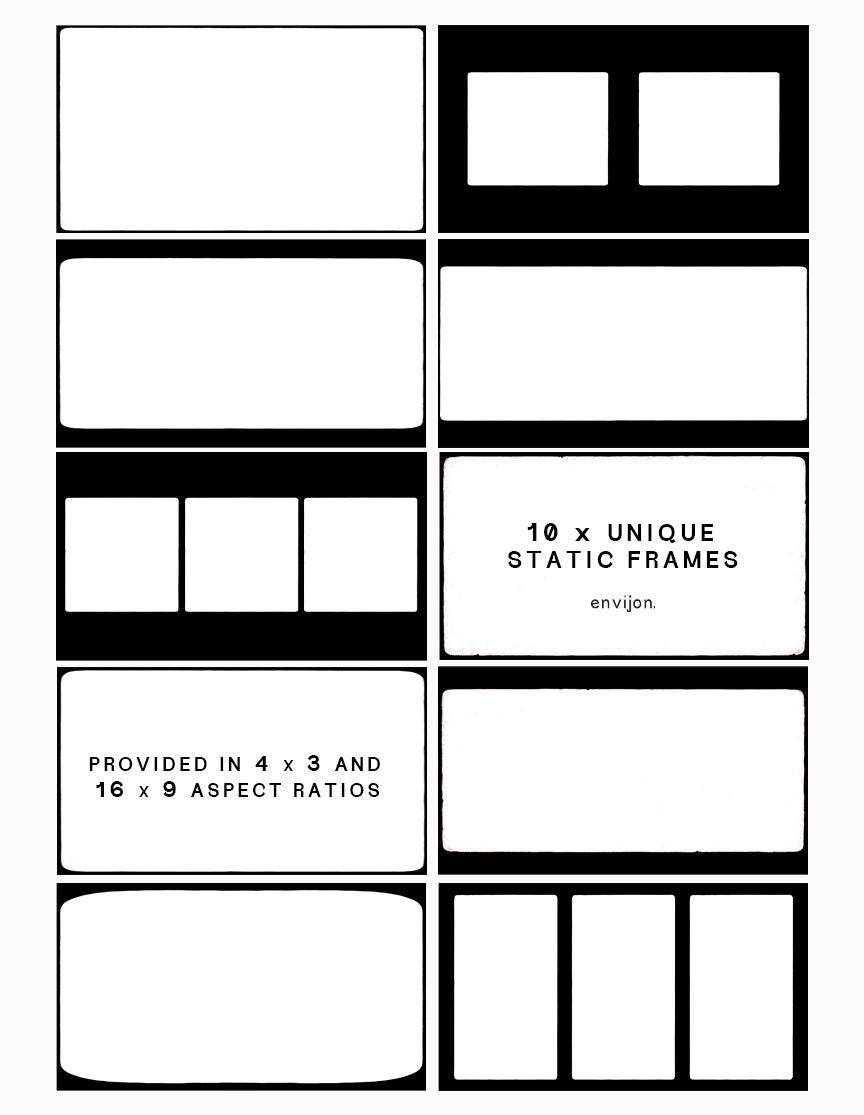 Envijon静态胶片遮罩叠加包 10个4K ProRes边框素材 8mm/16mm电影感PR/FCPX/达芬奇
