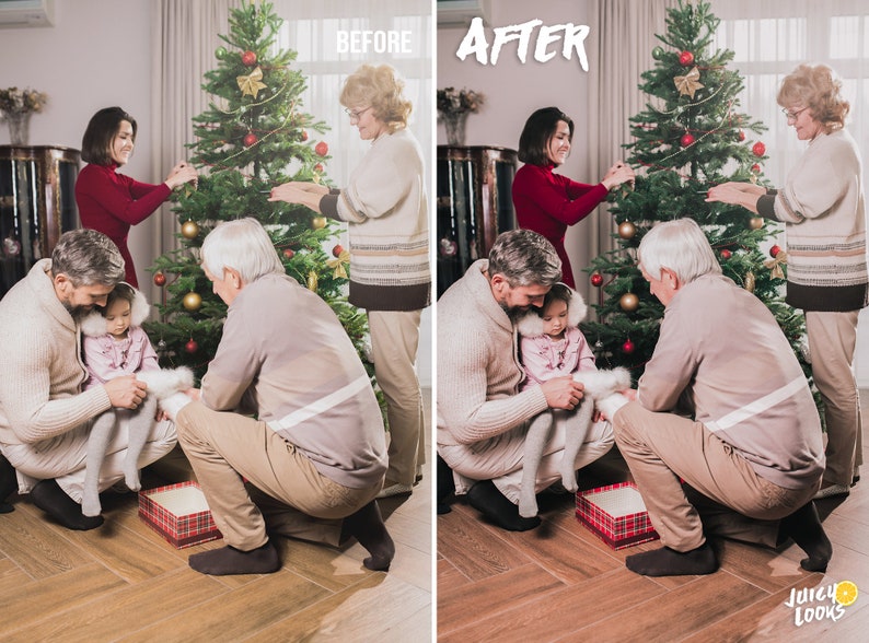 圣诞Lightroom调色预设套装14款手机DNG桌面XMP摄影滤镜圣诞灯光主题人像LR预设