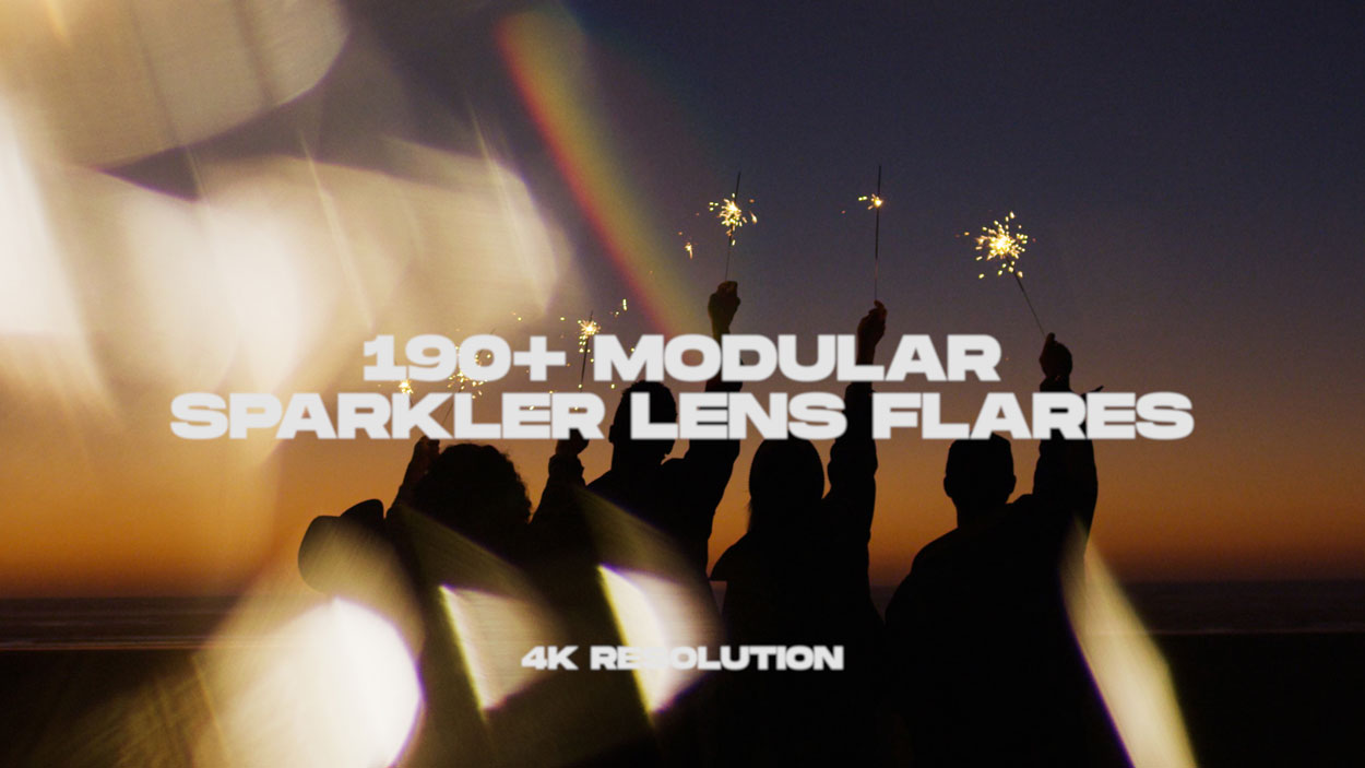 4K真实镜头光晕素材包闪光金色光效60叠加130图片PR/AE/PS照片视频光效素材Sickboat - SPARKLER LENS FLARES (4K)