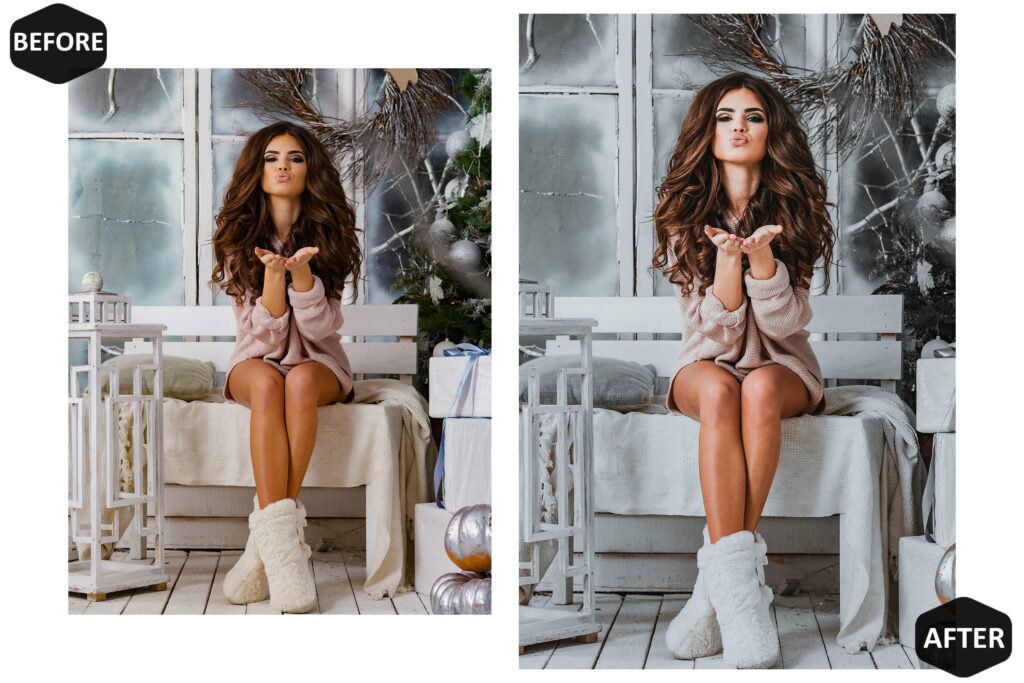 圣诞Lightroom调色预设10款手机DNG桌面LR模板双版本节日氛围摄影滤镜人像风景