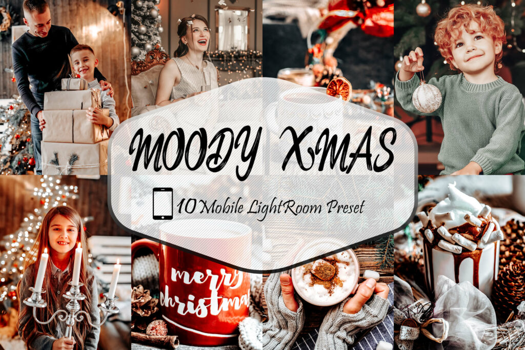 圣诞氛围Lightroom手机调色预设10款阴郁圣诞风格滤镜INS博主摄影后期DNG预设
