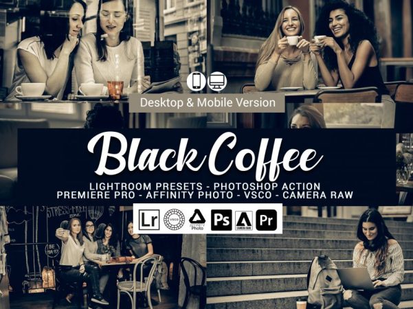 20 种黑咖啡预设Lightroom 预设PR/FCPX达芬奇LUT手机LR滤镜PS