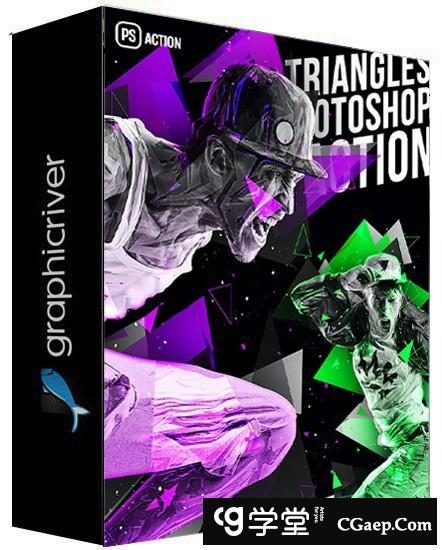 抽象三角形特效中文汉化版PS动作 Triangles Photoshop Action附教程