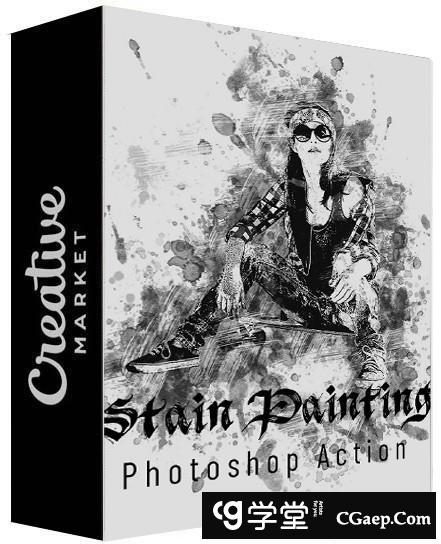 水墨污点绘画Photoshop动作 Stain Painting Photoshop Action附教程