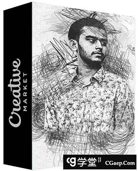 抽象素描中文汉化版PS动作 Abstract Sketch Photoshop Action附教程