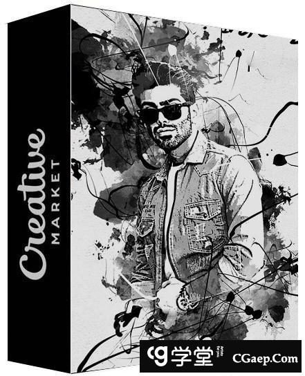 汉化版水墨绘图Photoshop动作  Ink Drawing Photoshop Action 附教程