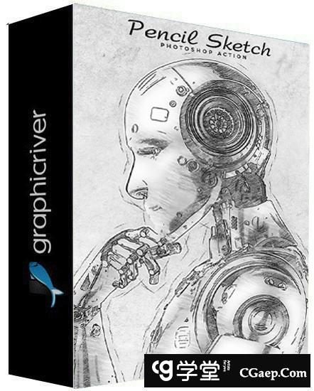 铅笔素描中文版Photoshop动作 Pencil Sketch Photoshop Action