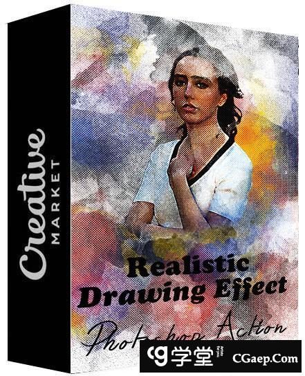 逼真绘图效果汉化PS动作 Realistic Drawing Effect PS Action附教程