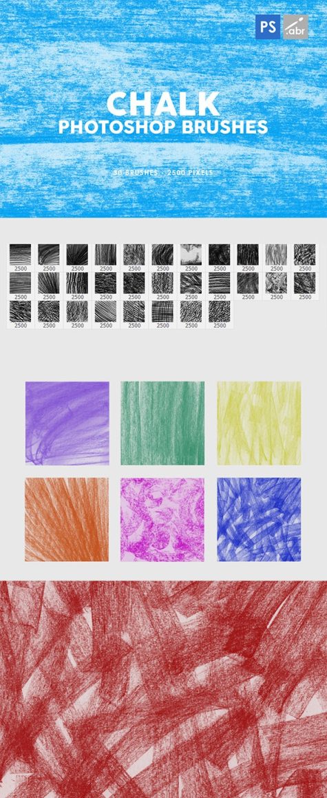 30个粉笔纹理Photoshop印章笔刷素材