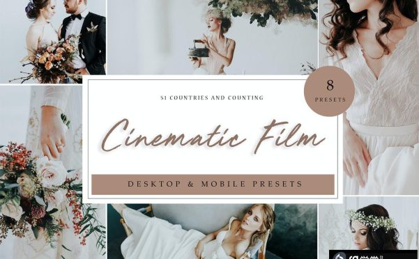 电影胶片婚礼人像后期调色Lightroom预设 Cinematic Film Lightroom Presets