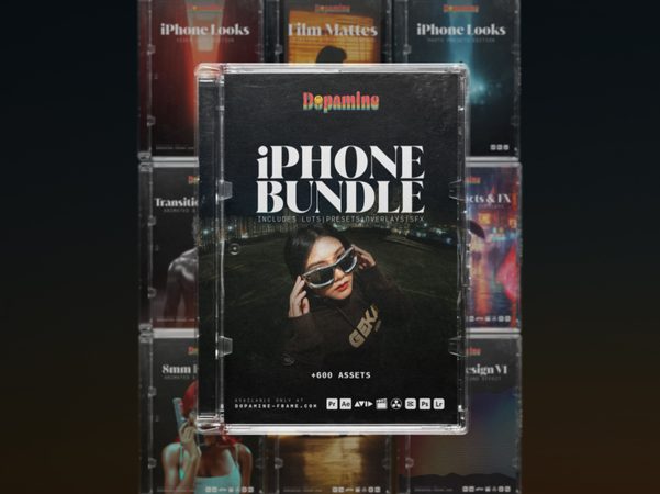 手机端电影感编辑工具包600+资源 LR预设LUT调色转场颗粒音效iPhone视频剪辑素材库（含LUT/预设/音效) Dopamine Frame - The iPhone Bundle