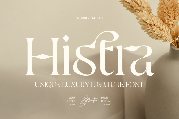 Histra奢华连字字体 优雅精致品牌设计专用 OTF/TTF/WOFF格式 高端视觉识别字库 Histra - Unique Luxury Ligature Font