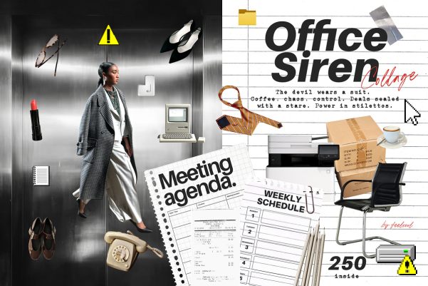 职场风拼贴素材包 PNG免抠贴纸 Office Siren Collage Pack