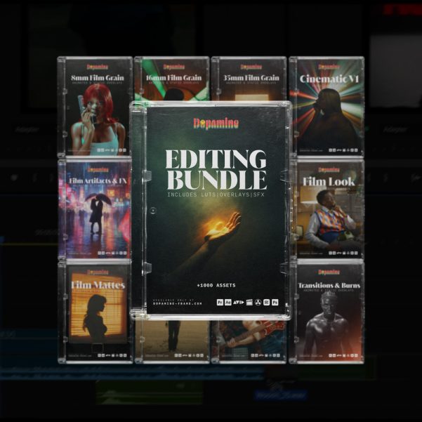视频编辑素材包950个电影感LUT转场音效颗粒特效合集PR/FCPX/达芬奇剪辑师工具Dopamine Frame - The Video Editing Bundle