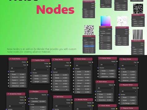 Blender噪声节点插件 Noise Nodes 13种高级材质节点 3D着色器 分形流体体素噪声生成