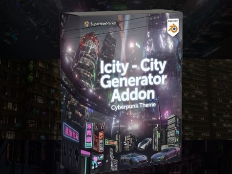Blender插件-Icity v1.7.1 赛博朋克城市生成器 Blender几何节点插件 程序化快速创建未来都市场景