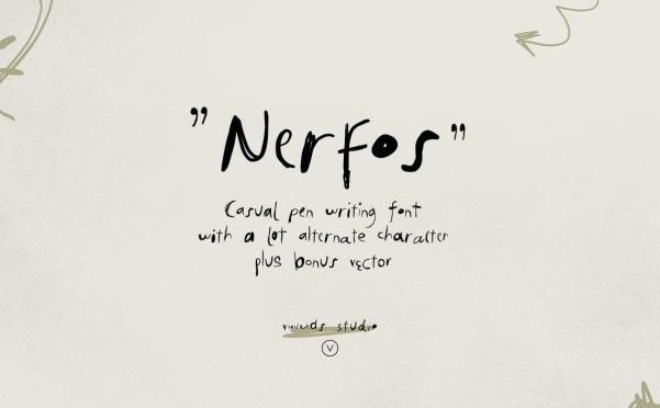 Nerfos现代实验手写字体 含多个备选字形 支持多语言 创意标题涂鸦设计PS/AI Nerfos Font