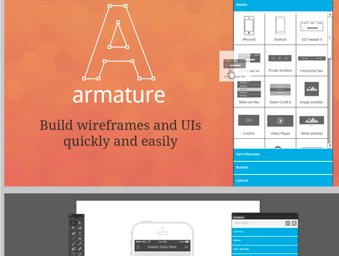 Armature拖放式线框图AI插件 Illustrator专用UI设计工具 快速原型设计 网页界面布局 Armature: Drag-N-Drop Wireframing Tool for Illustrator