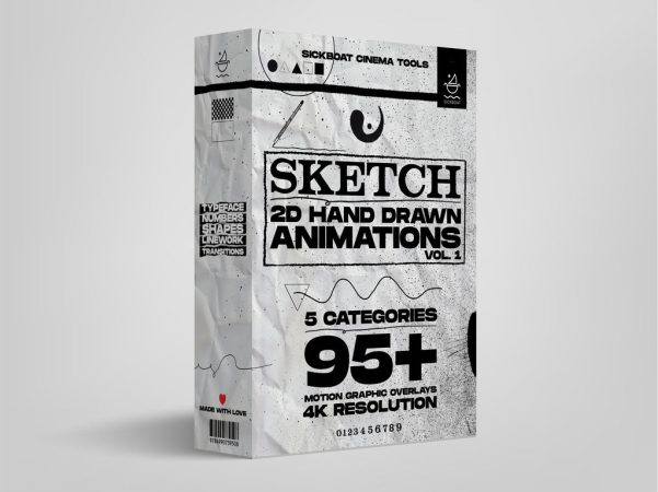 95个2D手绘动画素材包 ProRes4444带Alpha通道 4K分辨率 MG动画特效 PR/AE/FCPX/达芬奇Sickboat - SKETCH VOL. 1: 2D HAND DRAWN ANIMATIONS