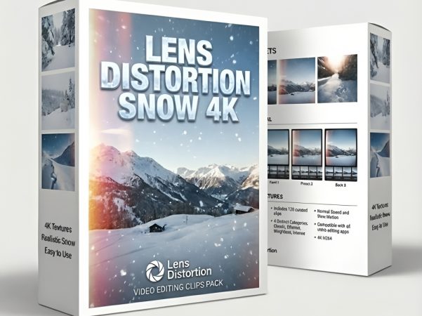 4K雪景特效视频素材 Lens Distortion Snow 120段 H264 慢动作 电影感叠加转场背景